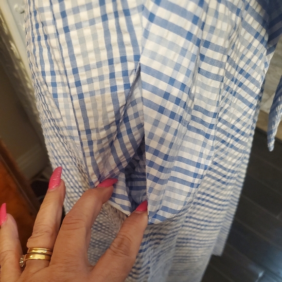 💥Anne Klein Midi Blue/white Ginham Dress - Picture 8 of 10